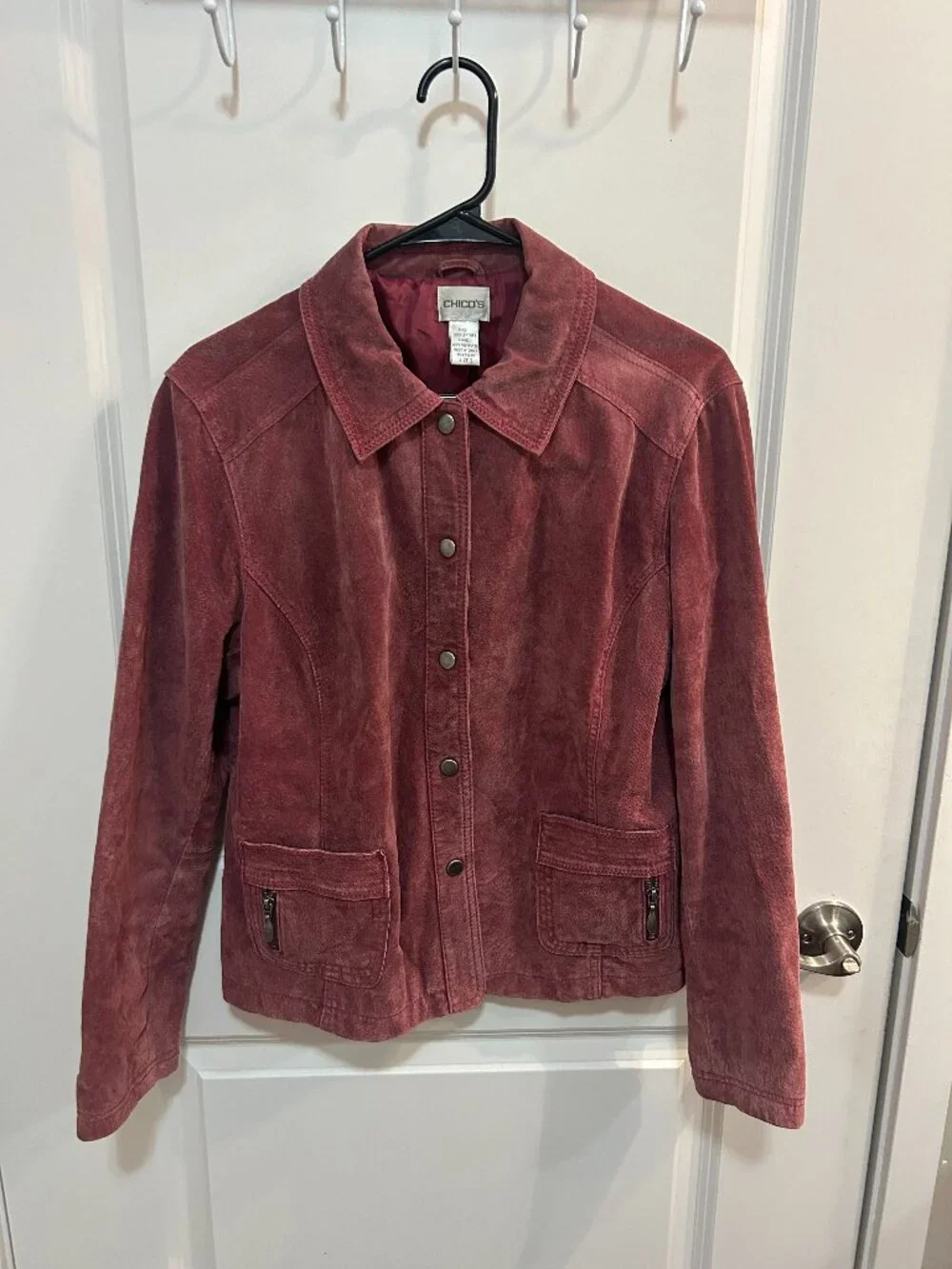 Chico's Suede Leather Jacket in Dusty Rose